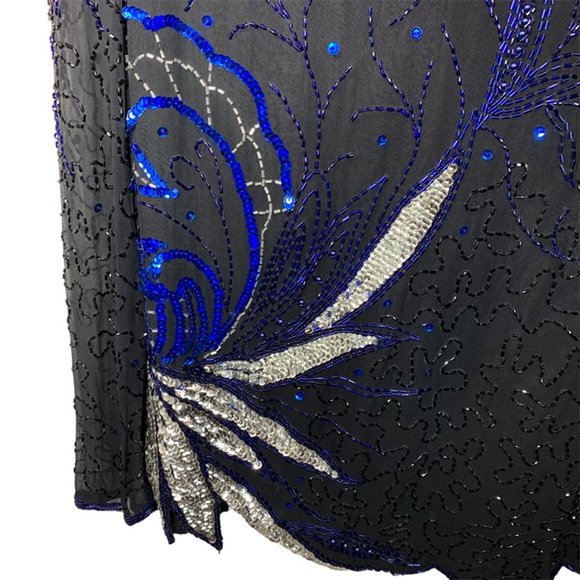 VINTAGE Silk Evening Sequin Blouse - Picture 5 of 6